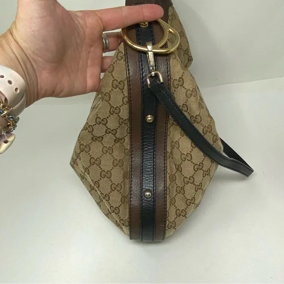 Gucci Biba Studded GG Canvas Hobo Shoulder Bag - Picture 3 of 9